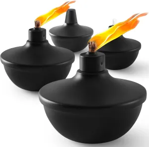 4 Pack Metal Table Top Torches,23.5 oz Citronella Torches for Outside,Refillable Flame Light Torch with Wicks and Covers for Party, Garden Decor,DIY