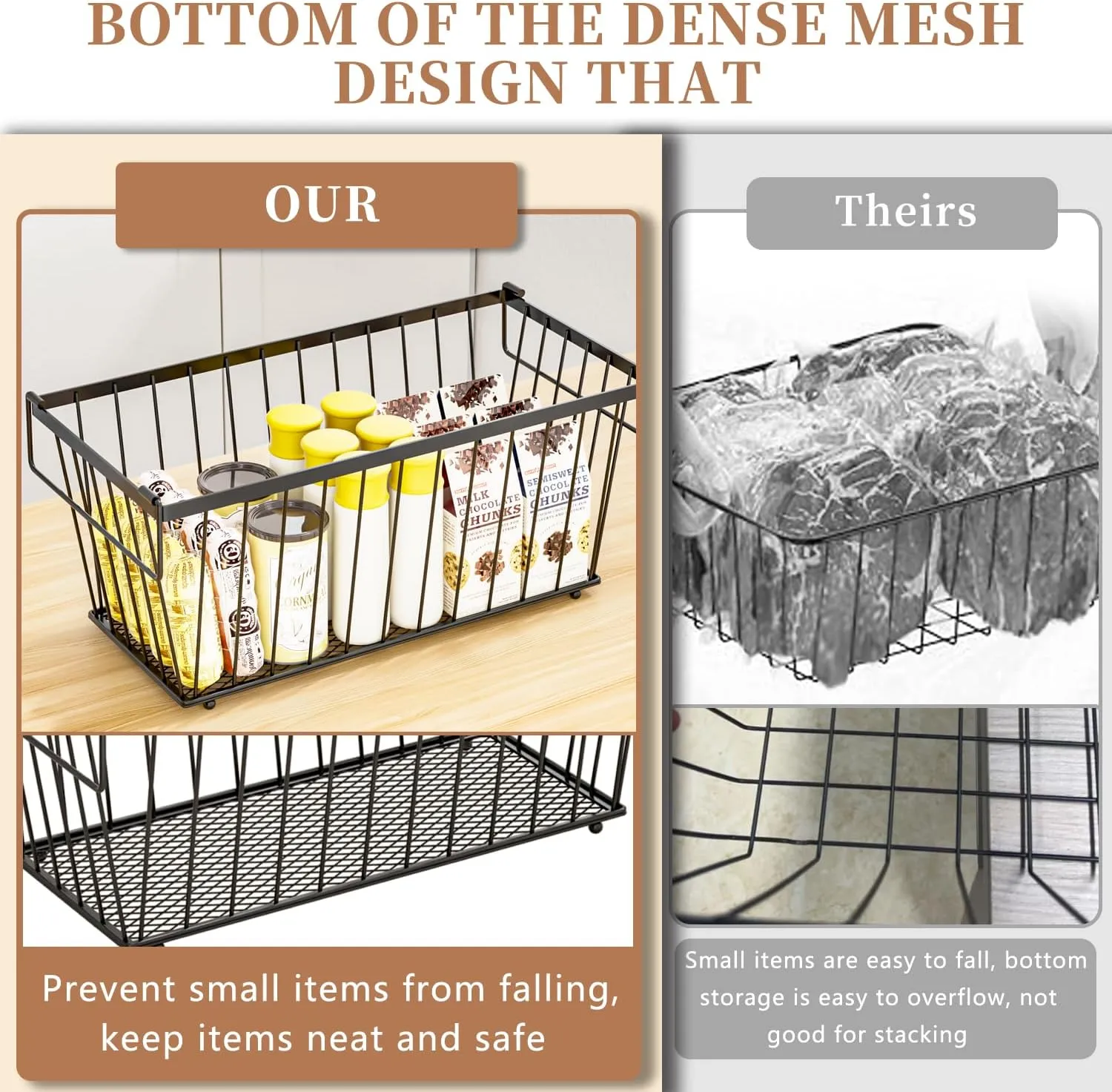 4 Pack Stackable Deep Freezer Organizer Bins ，Upgraded Bottom Leak-Proof net，Encryption and Hardening ， Freezer Organizer Bins for 5 to 7 Cu.FT Small Chest Freezer， Easy Get Bottom Foods