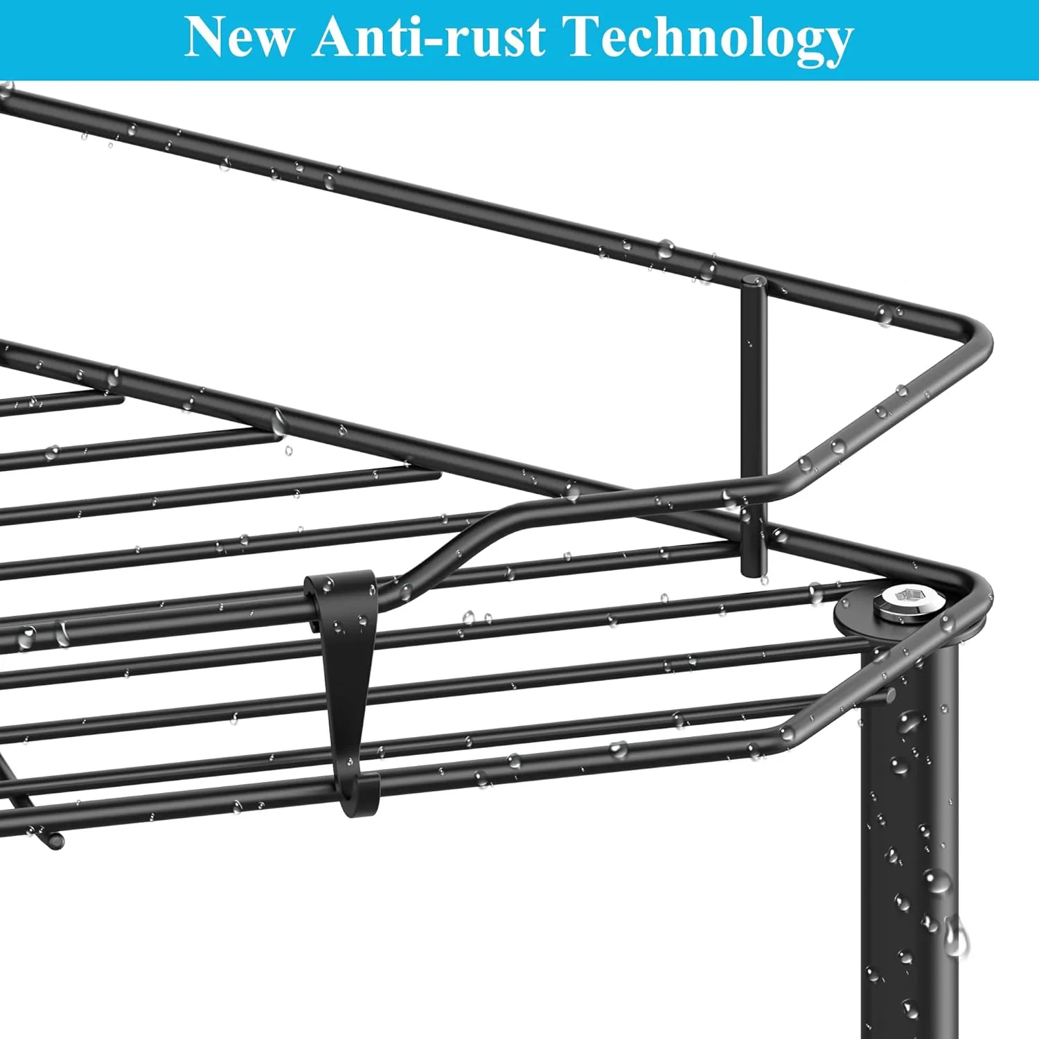 4 Tier Floor Standing Corner Shower Caddy Organizer Shelf with Hooks, Bathroom Shelves Stand Rack, Matt Black