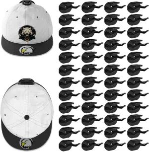 48 Pack Adhesive Hat Hooks for Wall, Super Strong Hat Rack for Baseball Caps, Hat Organizer Display for Home Decor, Hat Hangers Holder for Wall, Door, Closet, No Drilling - USA Patented (Black)