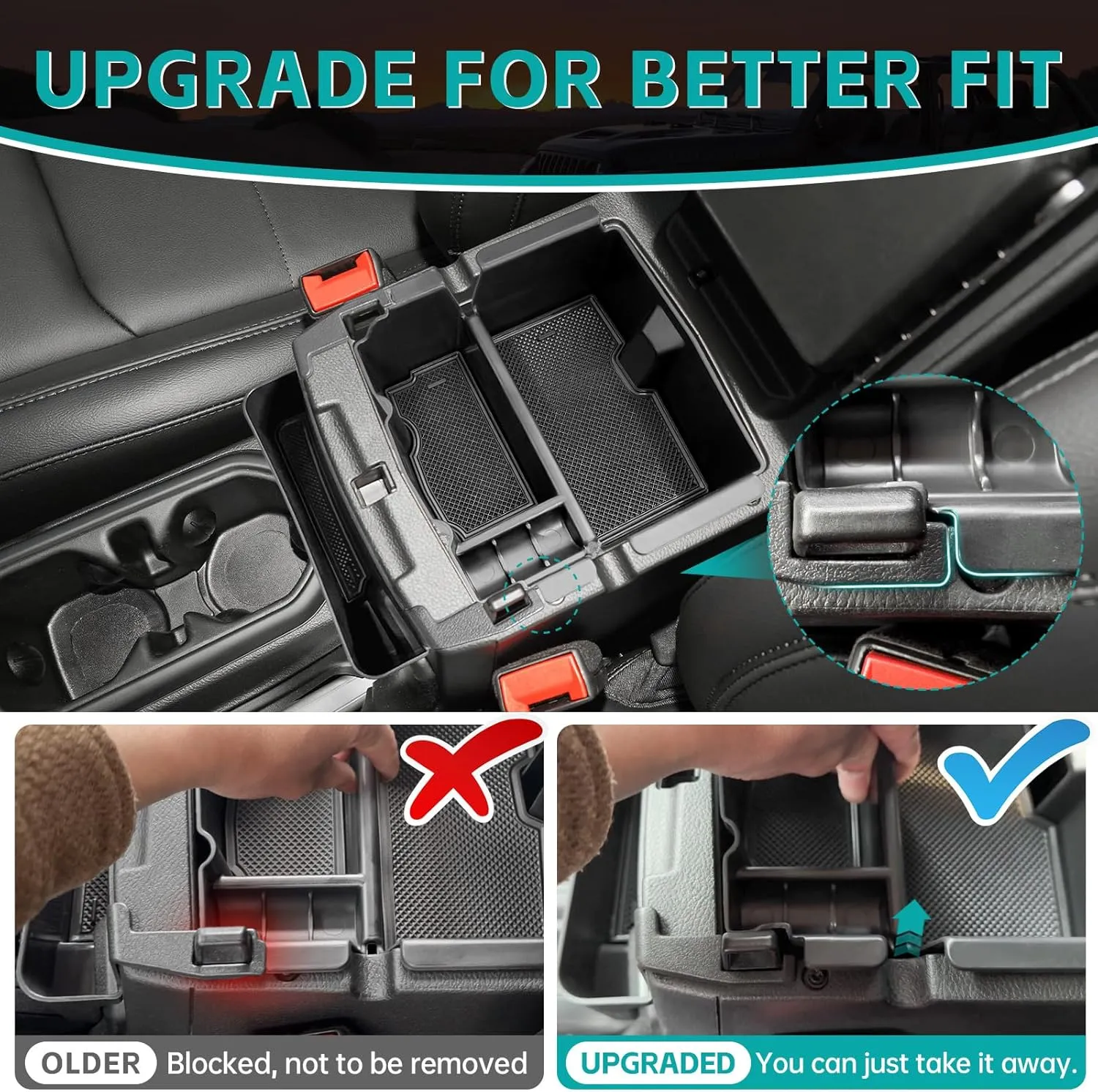 4PCS Center Console Organizer Combo Kit Compatible with 2018-2023 Jeep Wangler JL JLU 4XE Rubicon Sahara & Gladiator JT Accessories, Armrest Storage Box & Grab Bar Tray & Gear Shift Tray