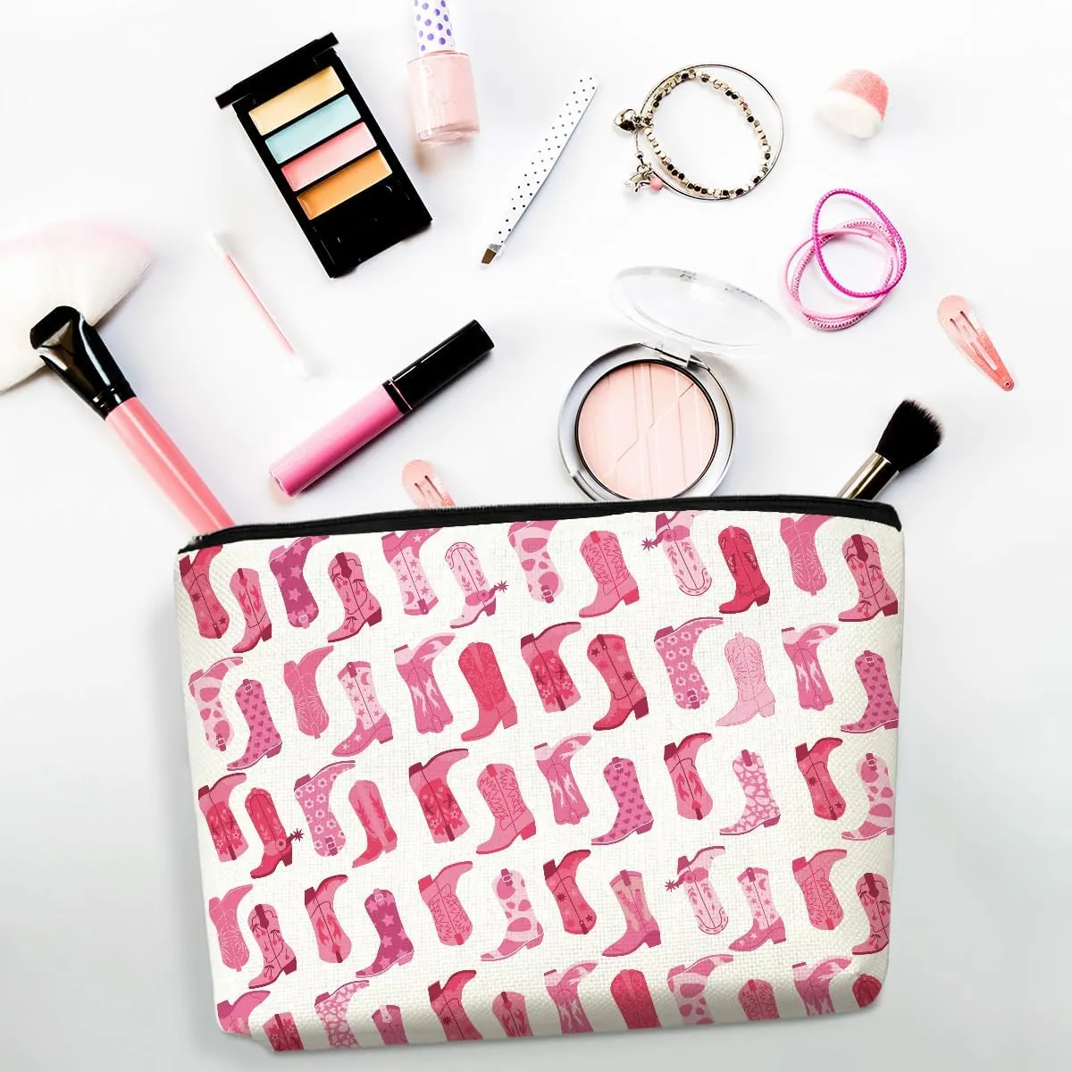 4PCS Western Makeup Bag Cowgirl Boots Cosmetic Bags for Women, Cowgirls Gifts for Women Girls Sisters Lady Boss Friends Birthday Gift, Western Stuff Toiletry Zipper Pouch Cowboy Boots Gifts