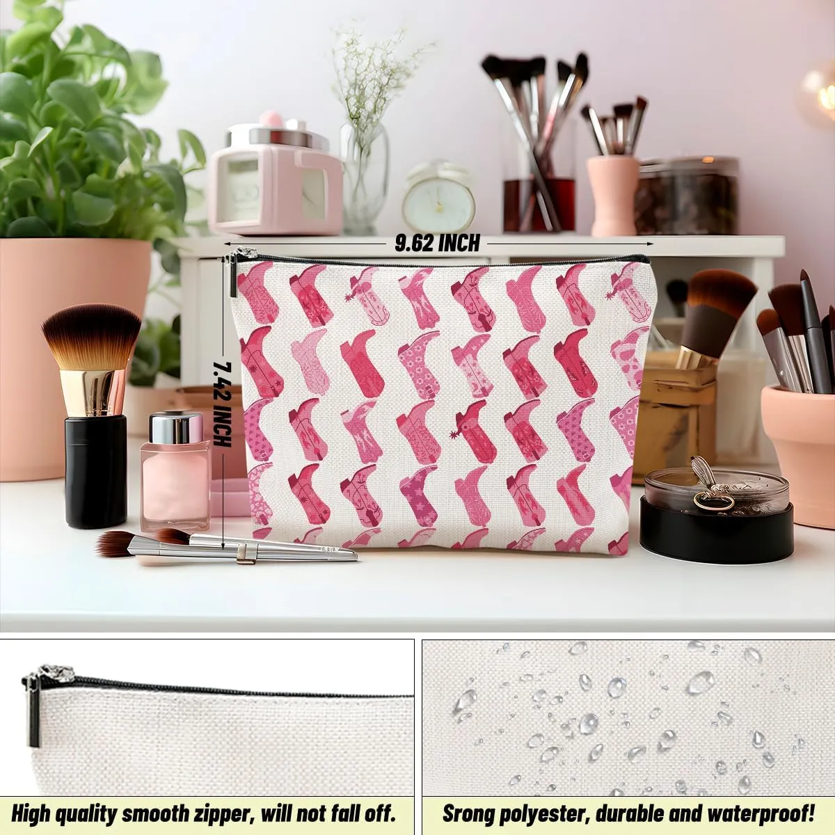4PCS Western Makeup Bag Cowgirl Boots Cosmetic Bags for Women, Cowgirls Gifts for Women Girls Sisters Lady Boss Friends Birthday Gift, Western Stuff Toiletry Zipper Pouch Cowboy Boots Gifts