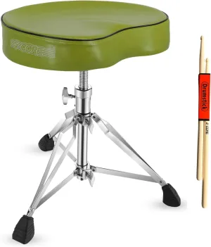 5 CORE Drum Throne Thick Padded Comfortable Guitar Stool with Memory Foam Heavy Duty Adjustable Padded Keyboard Chair Metal Piano Stool Premium Musician Chair Dark Green DS CH D-GR SDL HD