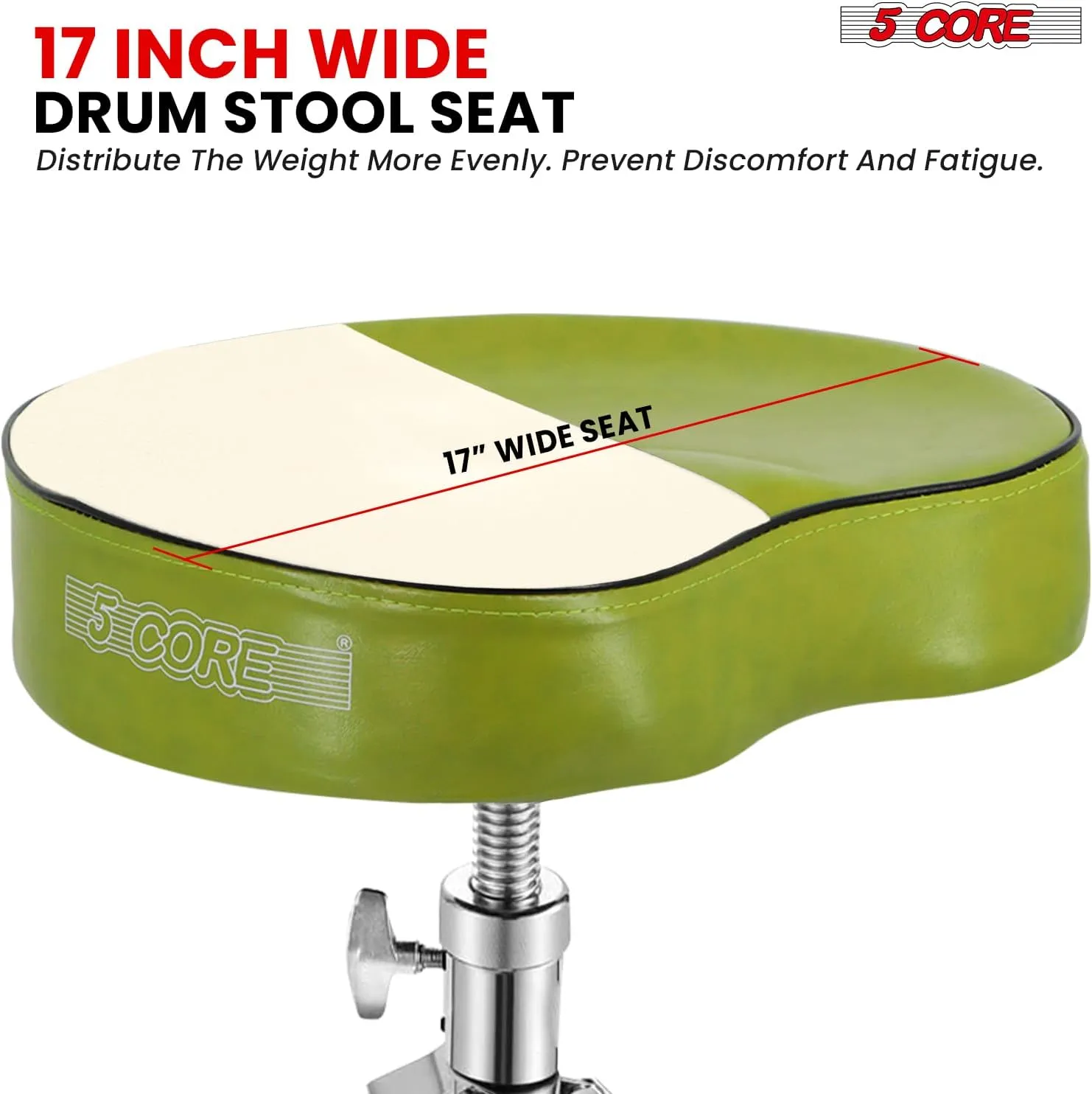 5 CORE Drum Throne Thick Padded Comfortable Guitar Stool with Memory Foam Heavy Duty Adjustable Padded Keyboard Chair Metal Piano Stool Premium Musician Chair Dark Green DS CH D-GR SDL HD