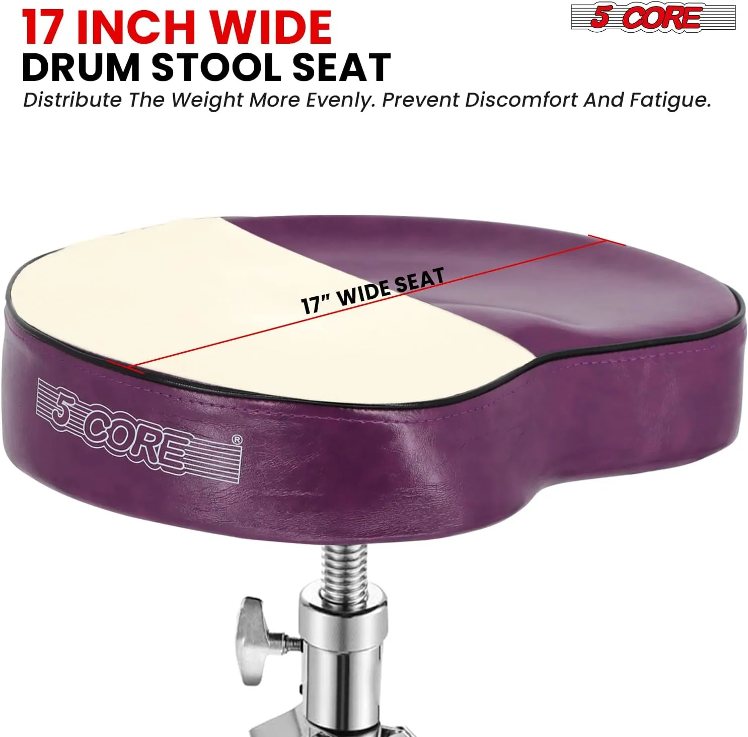 5 CORE Drum Throne Thick Padded Comfortable Guitar Stool with Memory Foam Heavy Duty Adjustable Padded Keyboard Chair Metal Piano Stool Premium Musician Chair Purple DS CH Purple SDL HD