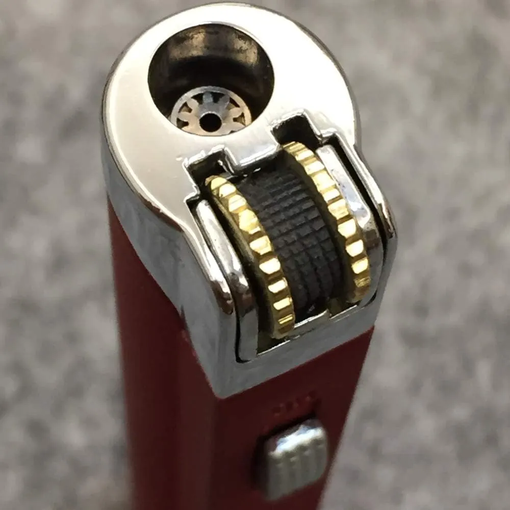 5 Pack Portable Torch Lighter Windproof Butane Refillable Lighter with Fuel Visible Tank Lockable Flame No Gas(Red)