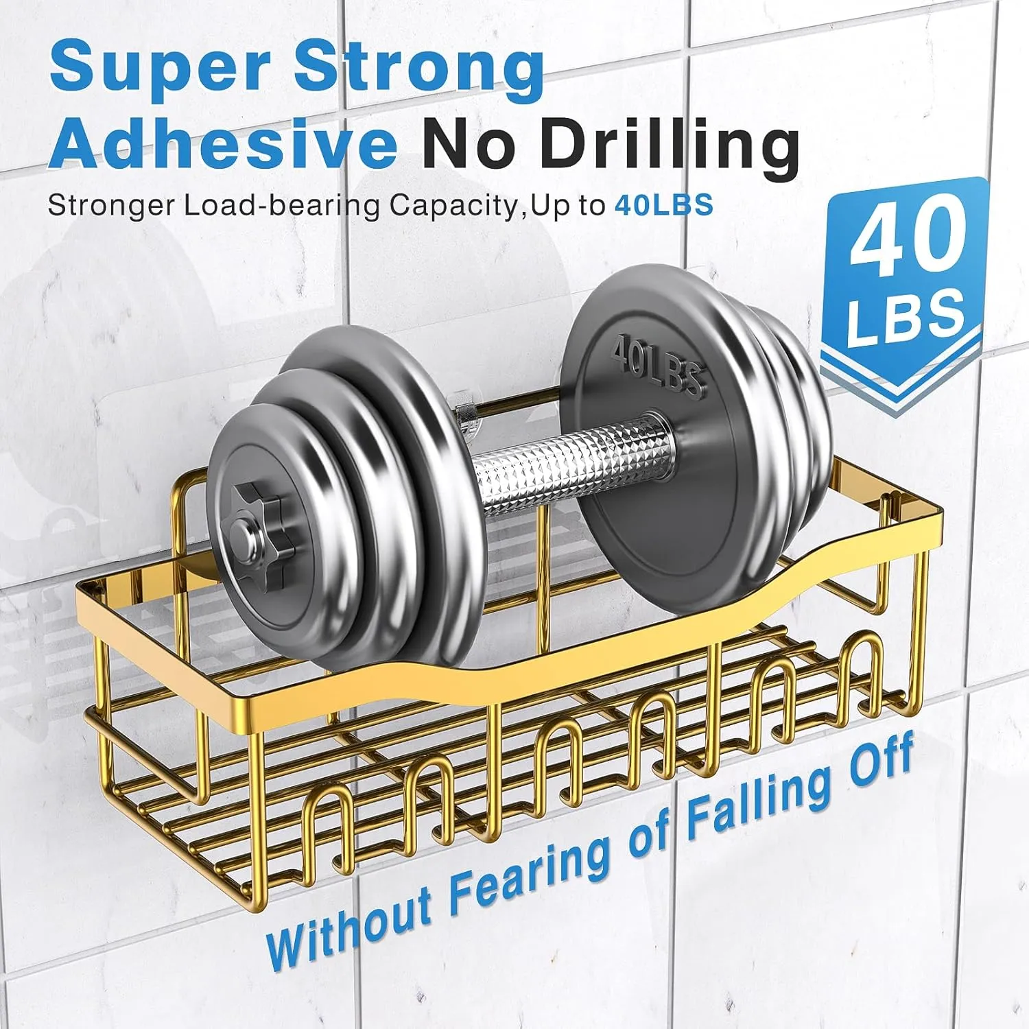 5-Pack Rustproof Stainless Steel Shower Caddy – No Drill Adhesive Bathroom Organizer with Large Capacity, Spacious Shower Shelves for Inside Shower, Kitchen & Home Decor Storage