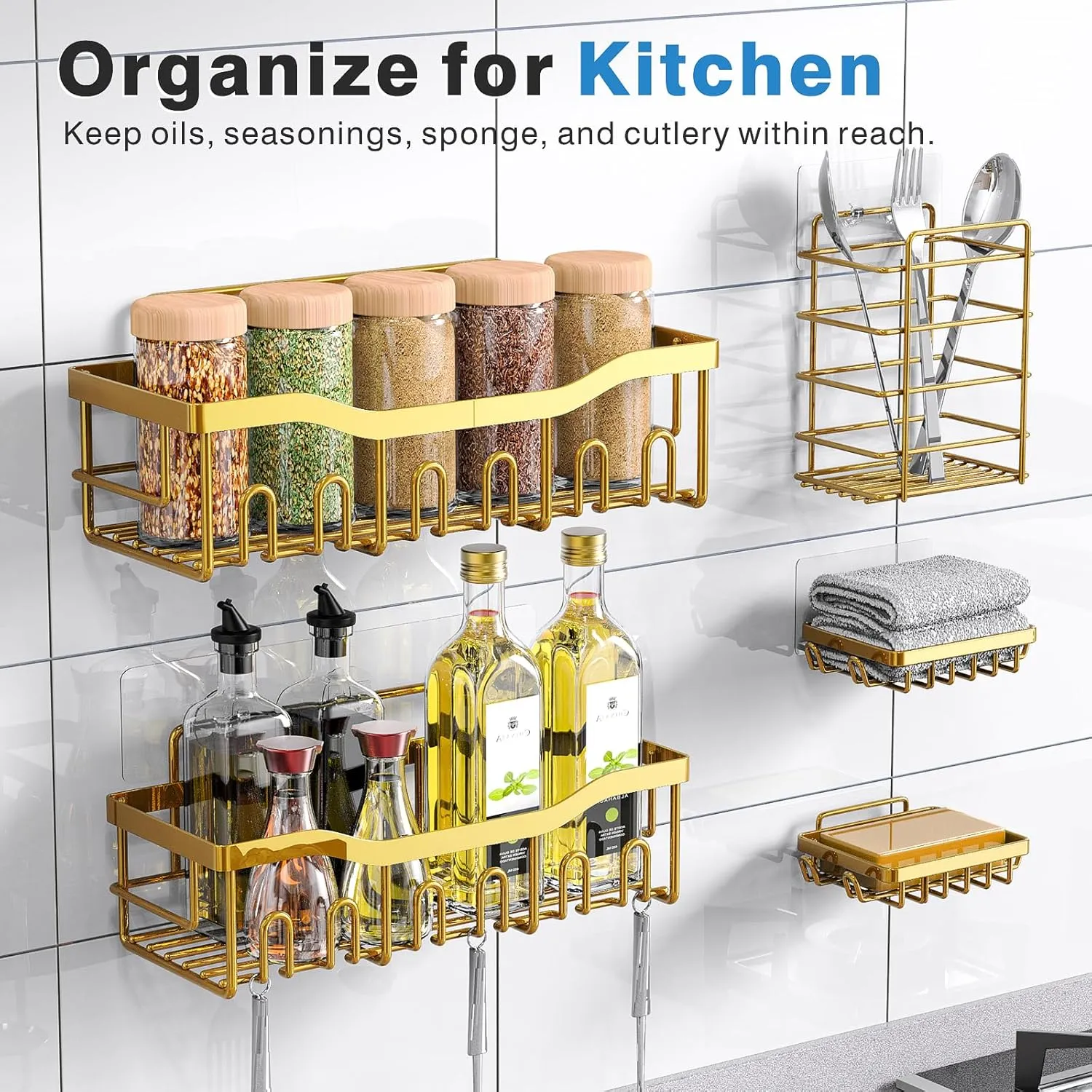 5-Pack Rustproof Stainless Steel Shower Caddy – No Drill Adhesive Bathroom Organizer with Large Capacity, Spacious Shower Shelves for Inside Shower, Kitchen & Home Decor Storage