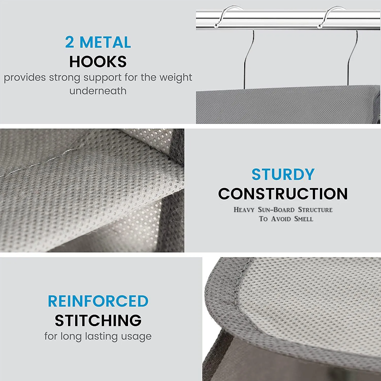 5-Shelf Hanging Closet Organizer With 6 Mesh Pockets Grey - Double R Bags