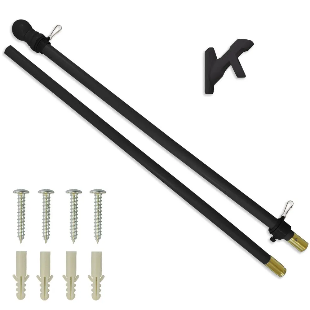 5ft Wooden Flag Pole & Bracket Kit (Black Wood)