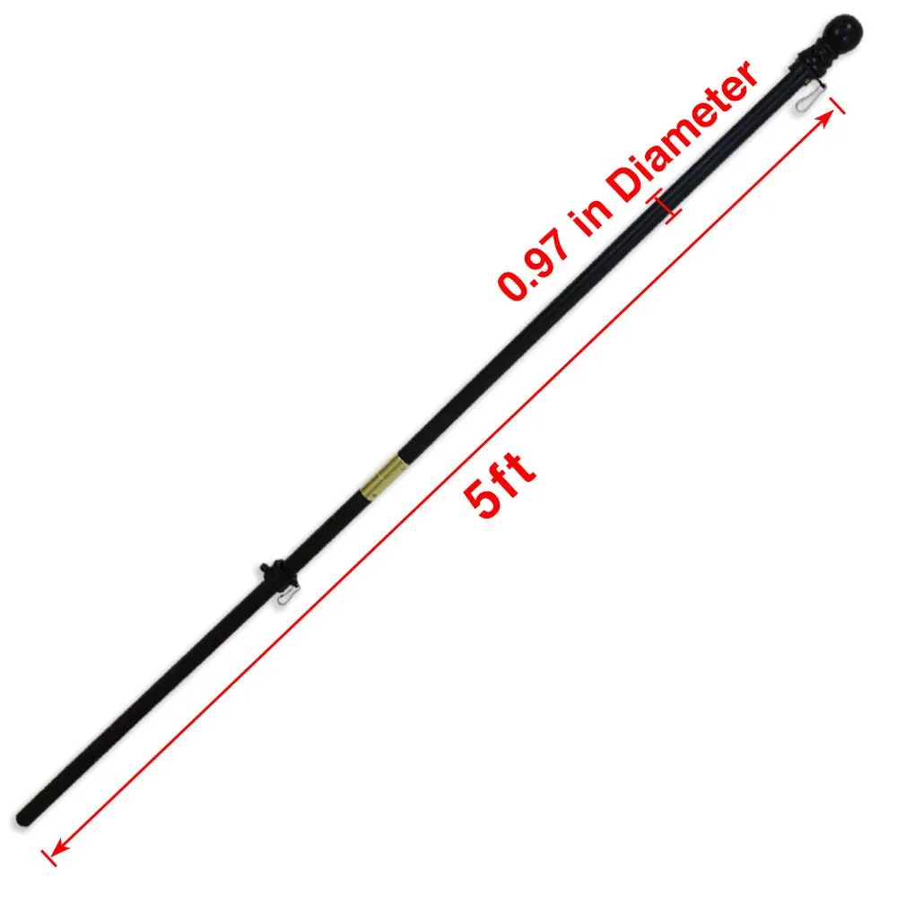 5ft Wooden Flag Pole & Bracket Kit (Black Wood)