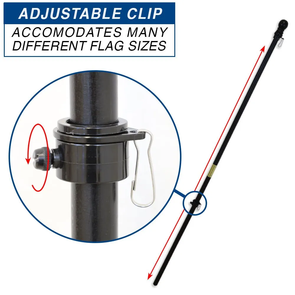 5ft Wooden Flag Pole & Bracket Kit (Black Wood)