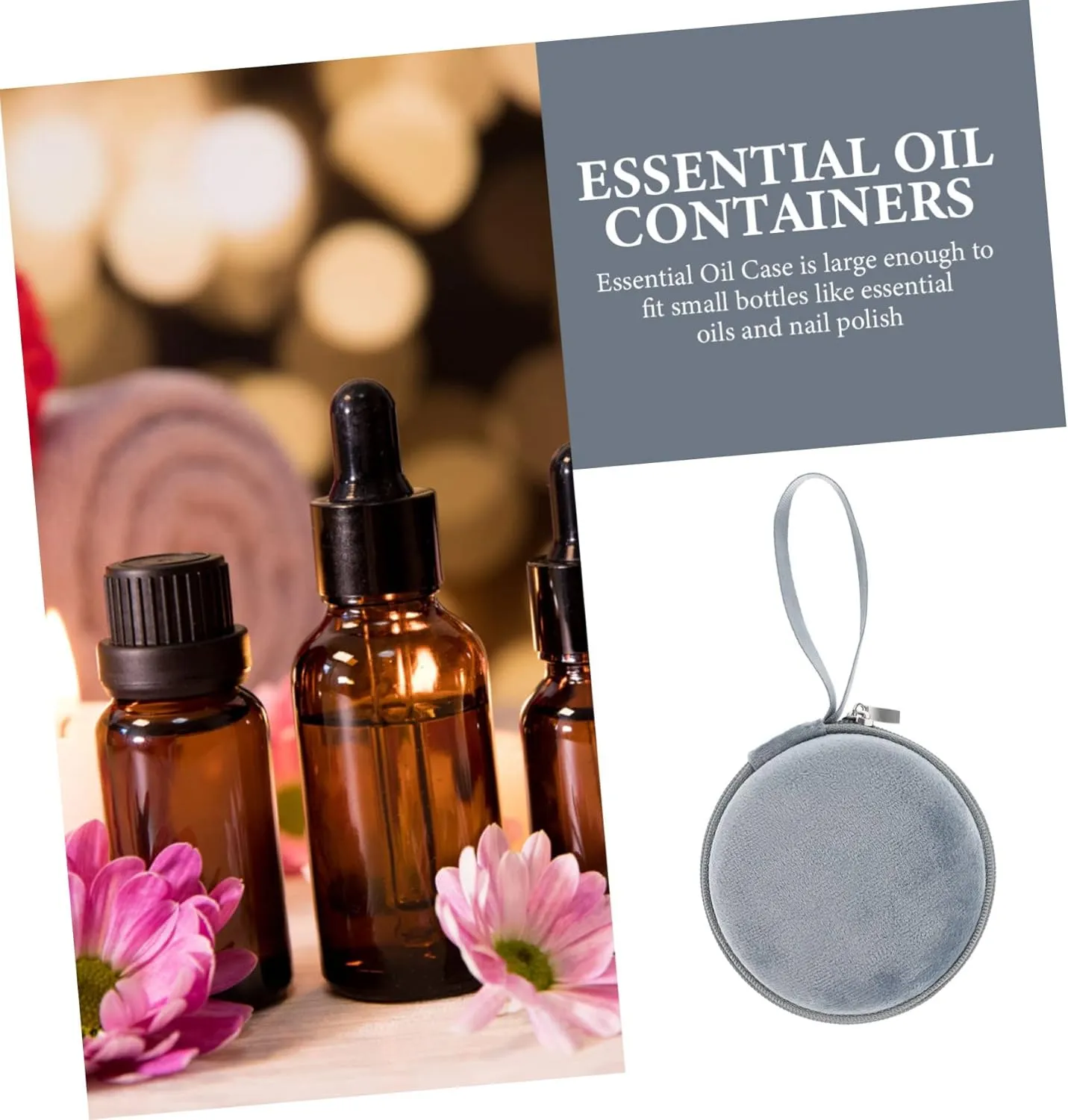 5pcs Essential Oil Holder Round Essential Oil Storage Case Portable Bottle Bag Nail Polish Case