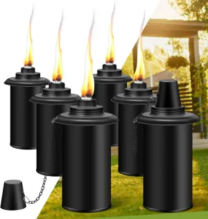 6-Pack Citronella Torch Replacement Canisters,16oz Torch Refillable Canisters with Wicks - Ideal for Outdoor Parties and Garden Decor