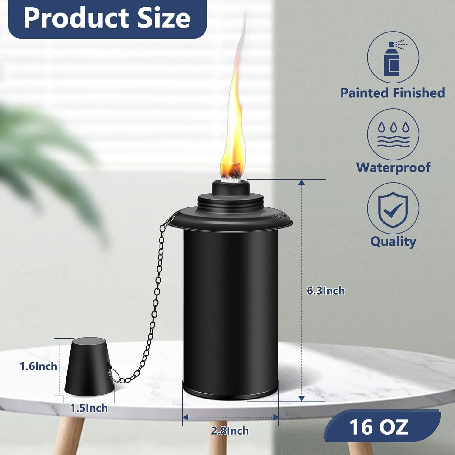 6-Pack Citronella Torch Replacement Canisters,16oz Torch Refillable Canisters with Wicks - Ideal for Outdoor Parties and Garden Decor