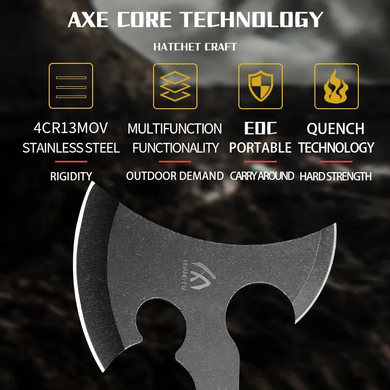 6-Piece Outdoor Camping and Survival Axe Set with Multifunctional Rescue Tools in Black & Red