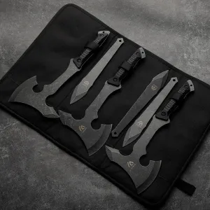 6-Piece Outdoor Camping and Survival Axe Set with Multifunctional Rescue Tools in Black & Red