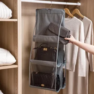 6 Pocket Waterproof Clear Hanging Handbag Organizer for Wardrobe