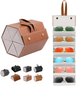 6 Slots Sunglasses Travel Case,Portable Multiple Glasses Case,Foldable Eyeglasses Case,Suitable for men, women and girls who carry multiple pairs of glasses