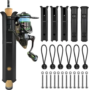 6-Tube Fishing Rod Holder, Wall Mounted Rod Holder with 6inch Ball Bungee Cords and Screws for Boat Kayak Cooler Trailer Portable