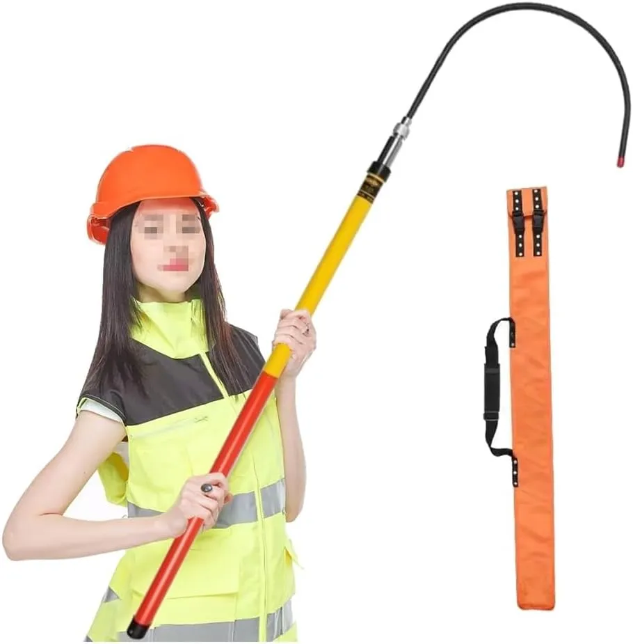 6.6/9.8＇ Anti-Electrocution Rescue Hook with Telescopic Pole, High Voltage Insulated Rescue Hook for Electrician Power Station(2.0 m/78.7 in/6.6 ft)