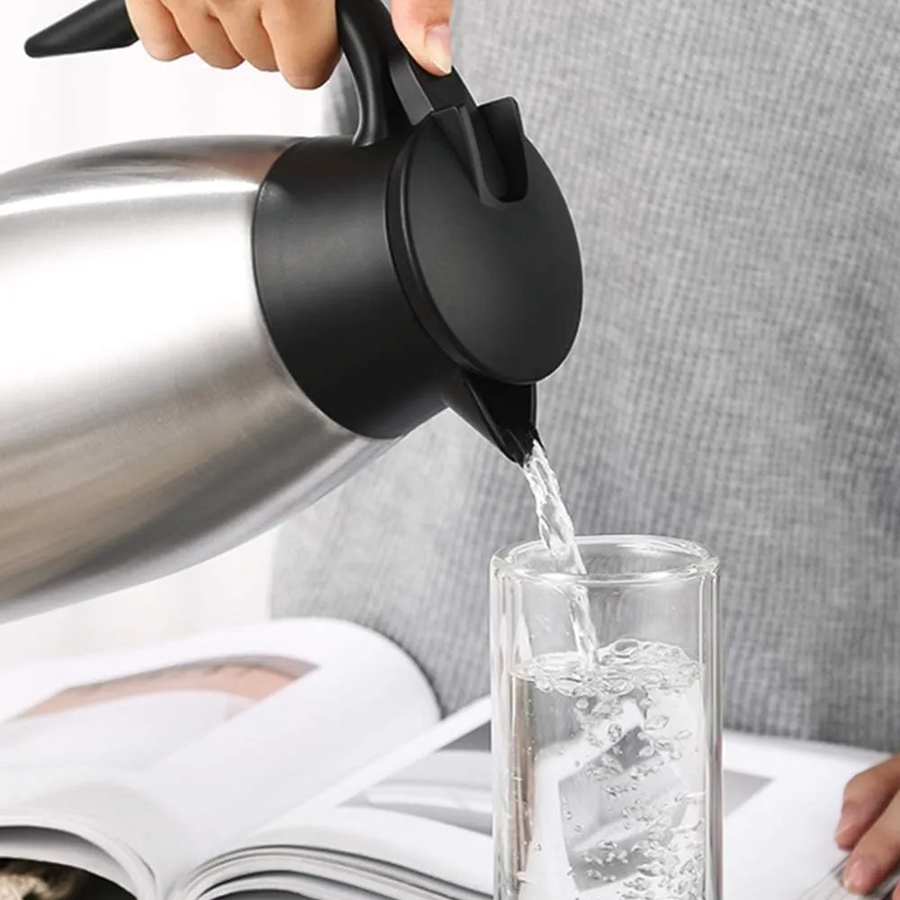 68oz Coffee Carafe Airpot Insulated Coffee Thermos Urn Stainless Steel Vacuum Thermal Pot Flask for Coffee, Hot Water, Tea, Hot Beverage - Keep 12 Hours Hot, 24 Hours Cold
