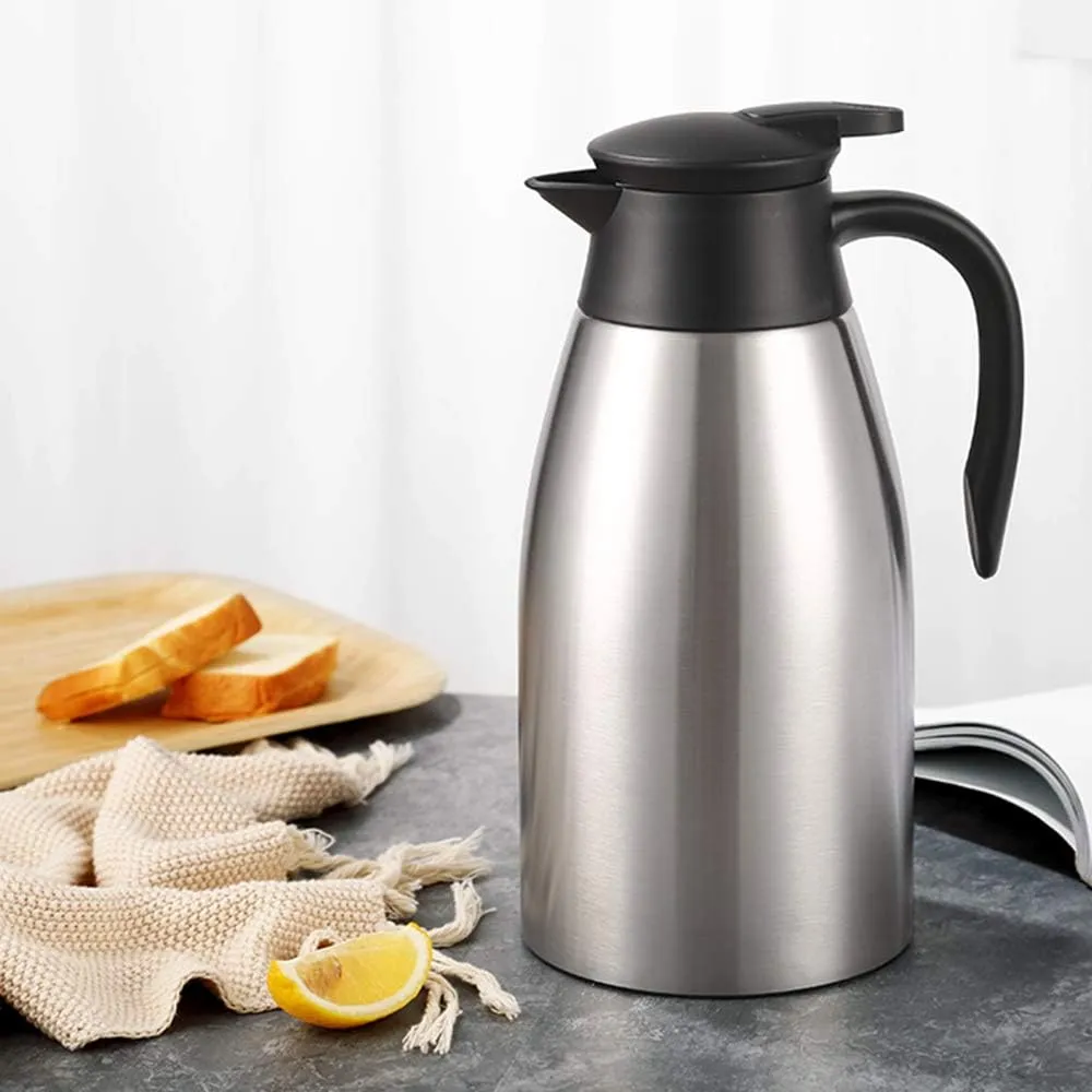 68oz Coffee Carafe Airpot Insulated Coffee Thermos Urn Stainless Steel Vacuum Thermal Pot Flask for Coffee, Hot Water, Tea, Hot Beverage - Keep 12 Hours Hot, 24 Hours Cold