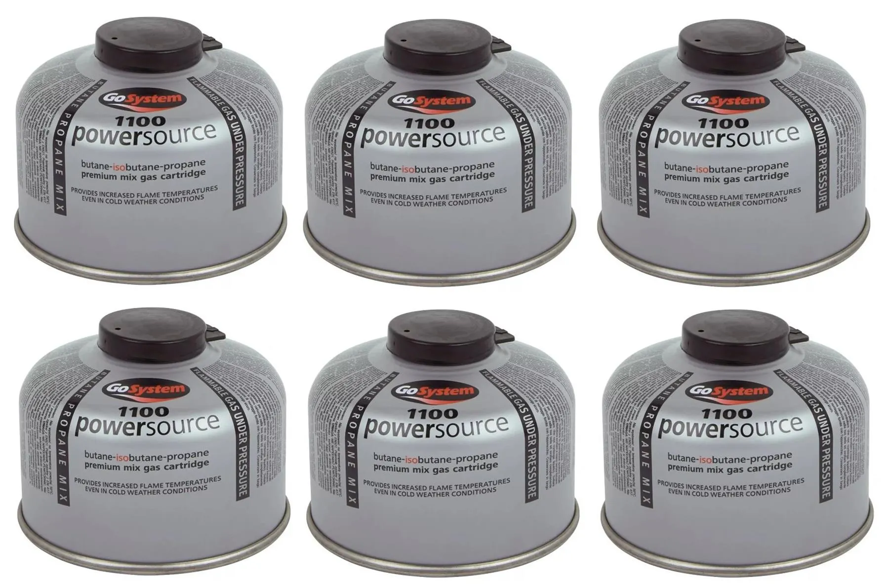 6x Go System PowerSource Butane Propane Threaded Gas Canister - 100g