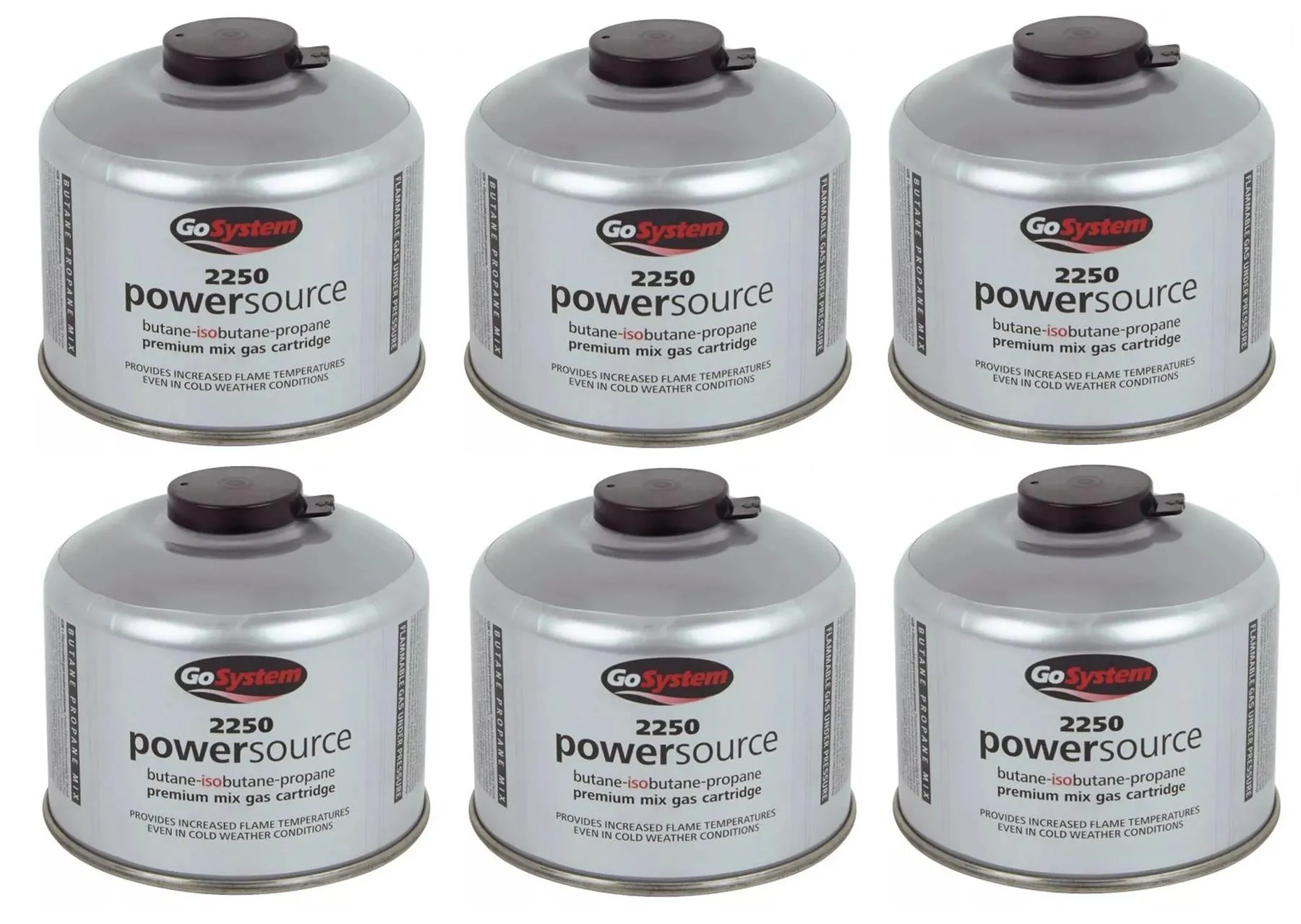 6x Go System PowerSource Butane Propane Threaded Gas Canister - 220g