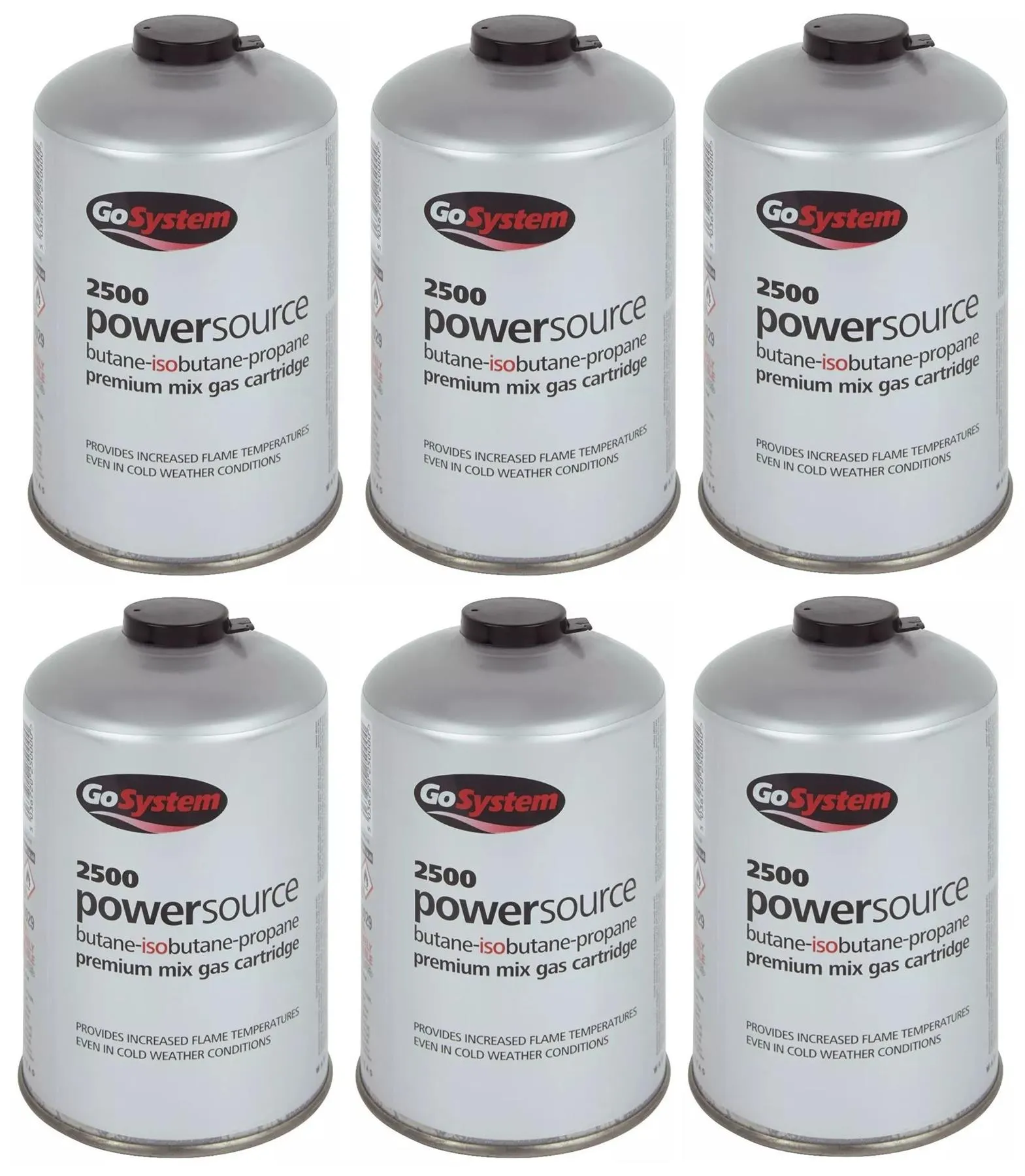 6x Go System PowerSource Butane Propane Threaded Gas Canister - 445g
