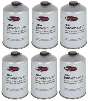 6x Go System PowerSource Butane Propane Threaded Gas Canister - 445g