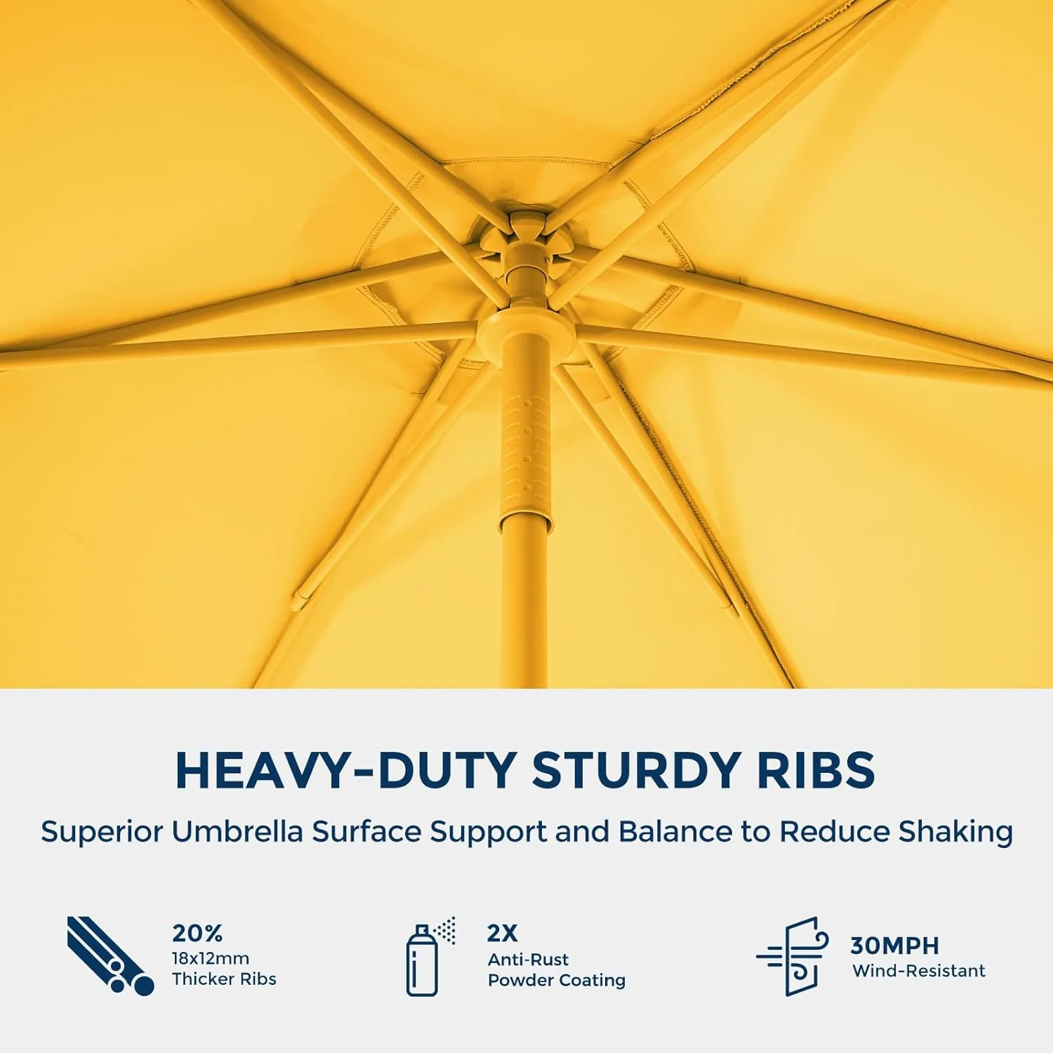7.5ft Outdoor 1S Push-Up Patio Umbrella - Market Table Pool Deck Umbrella UPF50  UV Protection with 6 Sturdy Ribs for Balcony, Garden, Lawn, Backyard (Light Yellow)