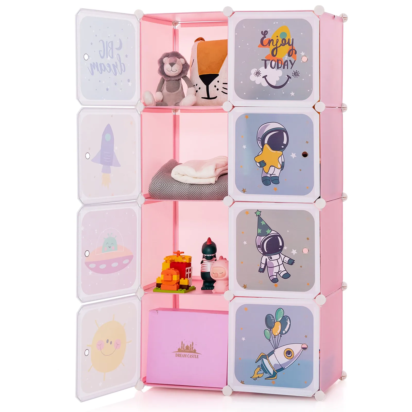 8 Cube Baby Closet Organizer with Doors and Hanging Section