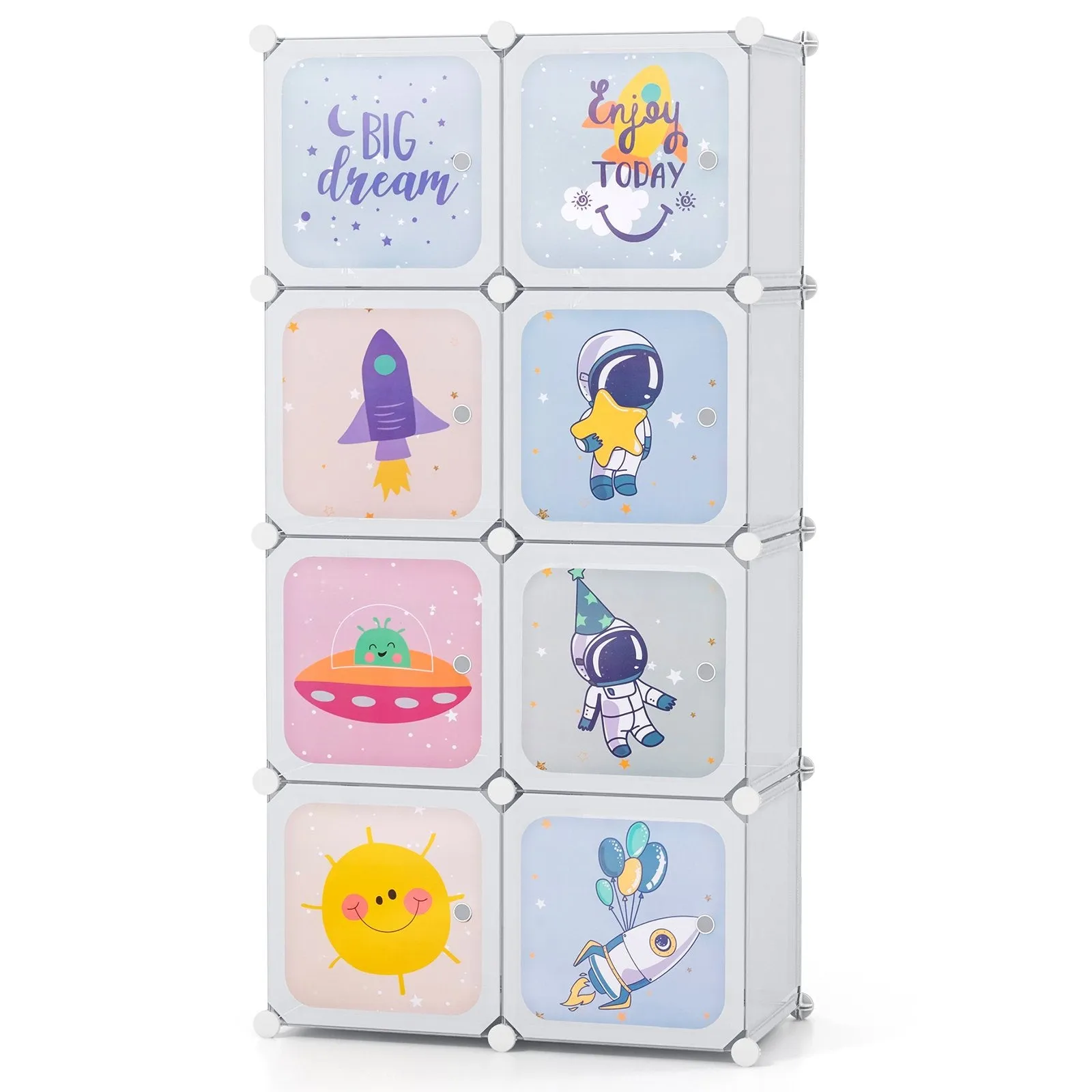 8 Cube Baby Closet Organizer with Doors and Hanging Section