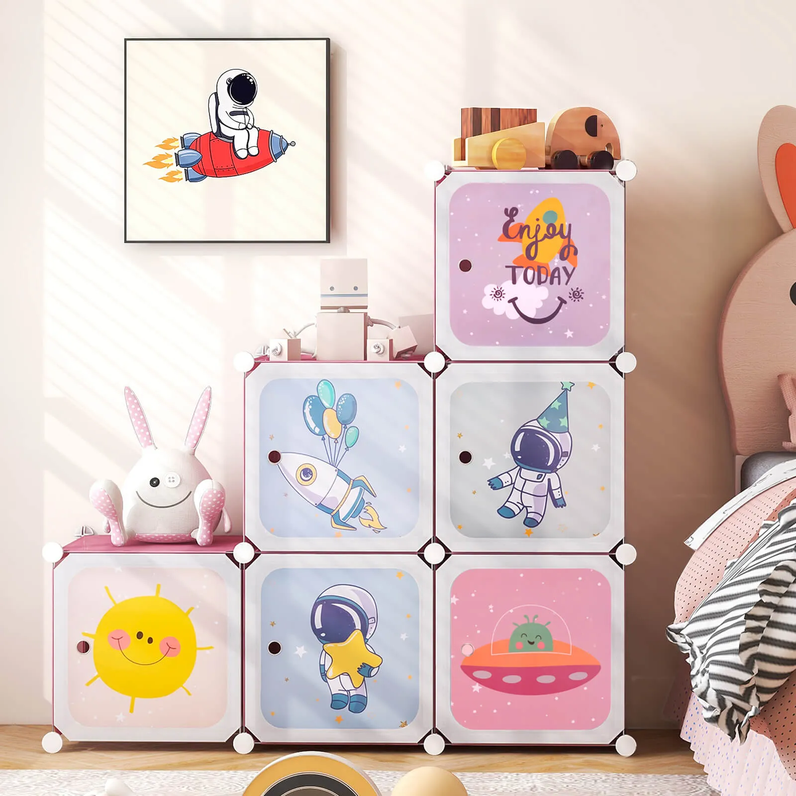 8 Cube Baby Closet Organizer with Doors and Hanging Section