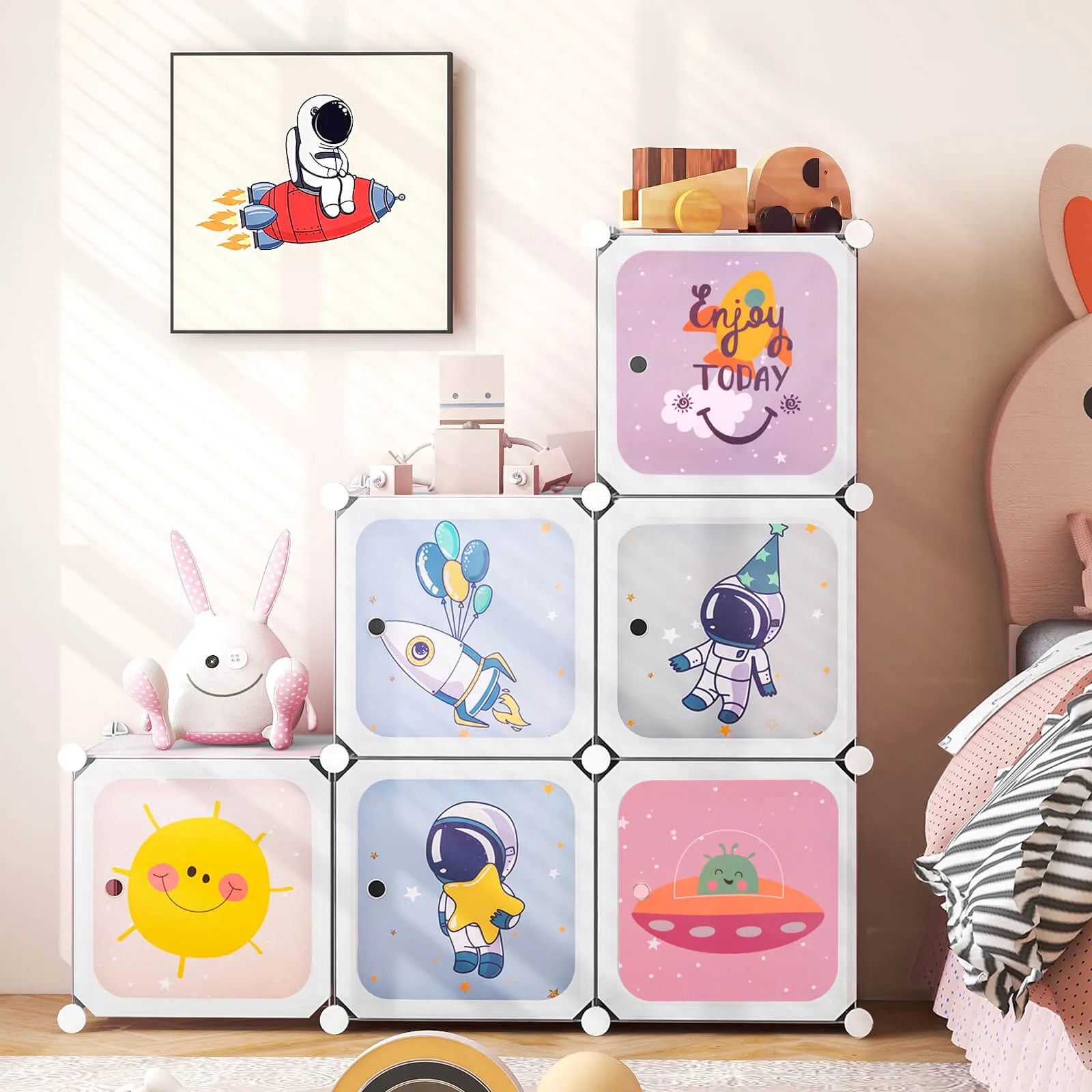 8 Cube Baby Closet Organizer with Doors and Hanging Section