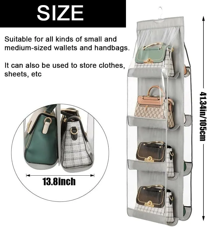 8-Pocket Handbag Organizer with Hanger Closet & Purse Storage for Women (8 POCKET, 110 X 35 X 35 CM)