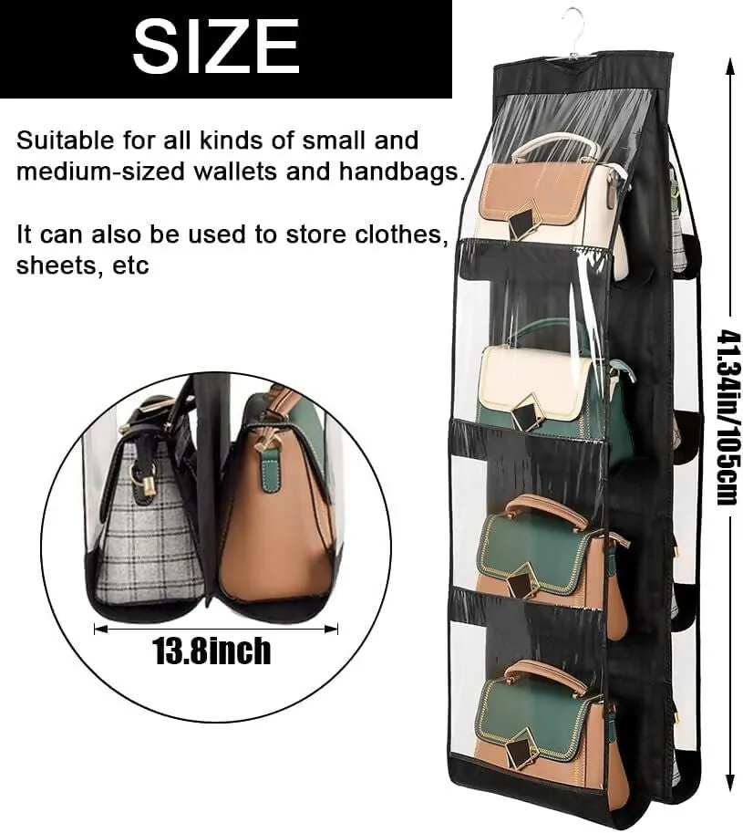 8-Pocket Handbag Organizer with Hanger Closet & Purse Storage for Women (8 POCKET, 110 X 35 X 35 CM)