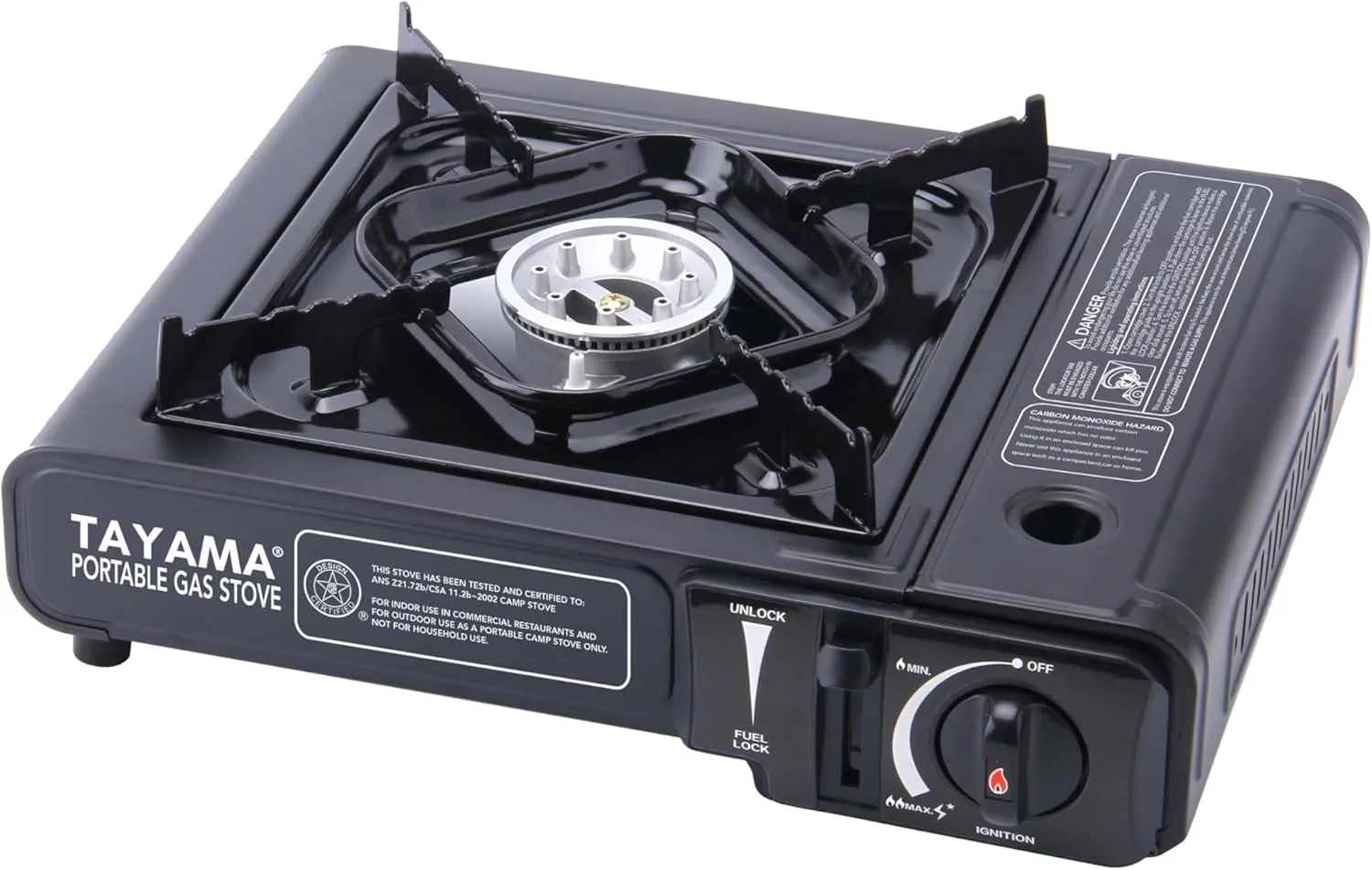 8,000 BTU Black Butane Gas Portable Camping Stove