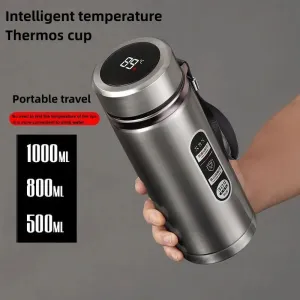 800ml-1L Stainless Steel Thermos Bottle – Portable Vacuum Flask with LED Temperature Display