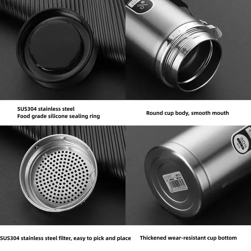 800ml-1L Stainless Steel Thermos Bottle – Portable Vacuum Flask with LED Temperature Display
