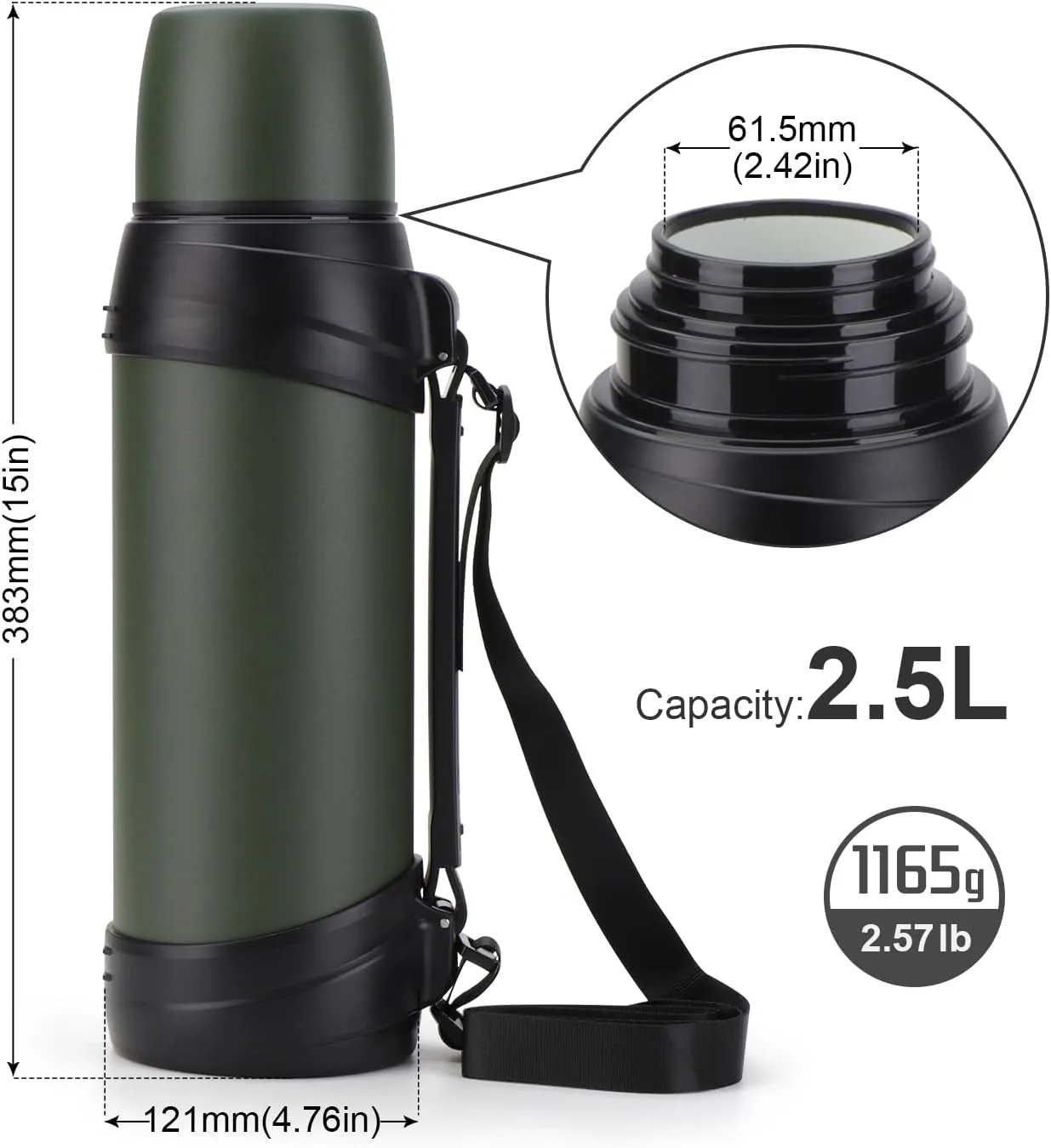84oz/2.5L Large Coffee Thermoses for Travel Stainless Steel Large Flask with Handle for Hiking Fishing Camping