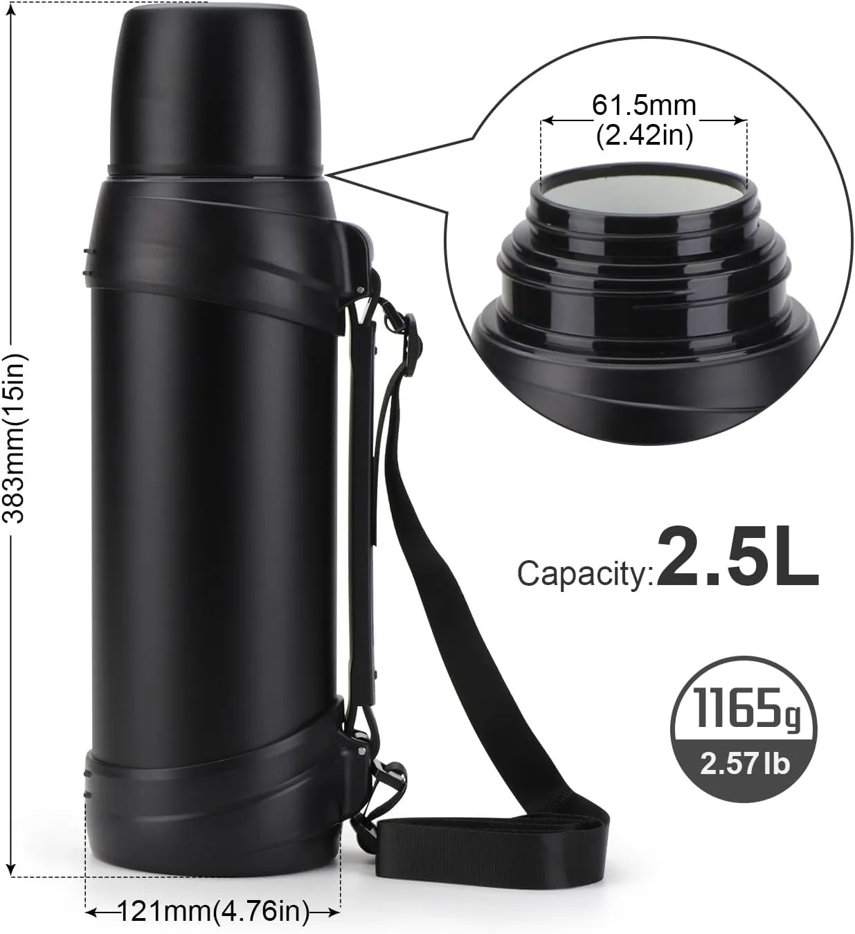 84oz/2.5L Large Coffee Thermoses for Travel Stainless Steel Large Flask with Handle for Hiking Fishing Camping