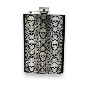 8oz BLACK Gothic Baroque Flask