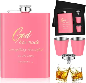 8oz Christmas Bible Flask with Mini Glasses Holy Water Flask Stainless Steel Bible Verse Reusable for Women Christian Gifts Religious Jesus Lovers Travel