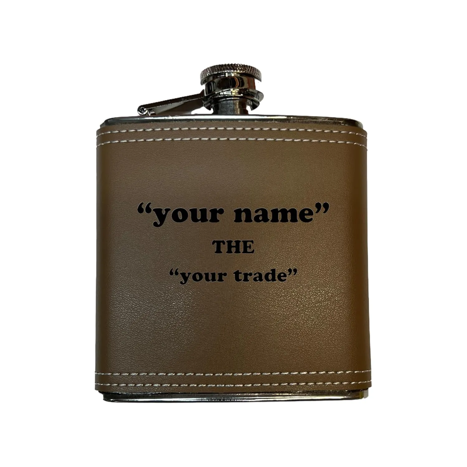 8oz PERSONALIZED Joe the Electrician Plumber Flask (6oz Leather)