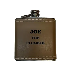 8oz PERSONALIZED Joe the Electrician Plumber Flask (6oz Leather)