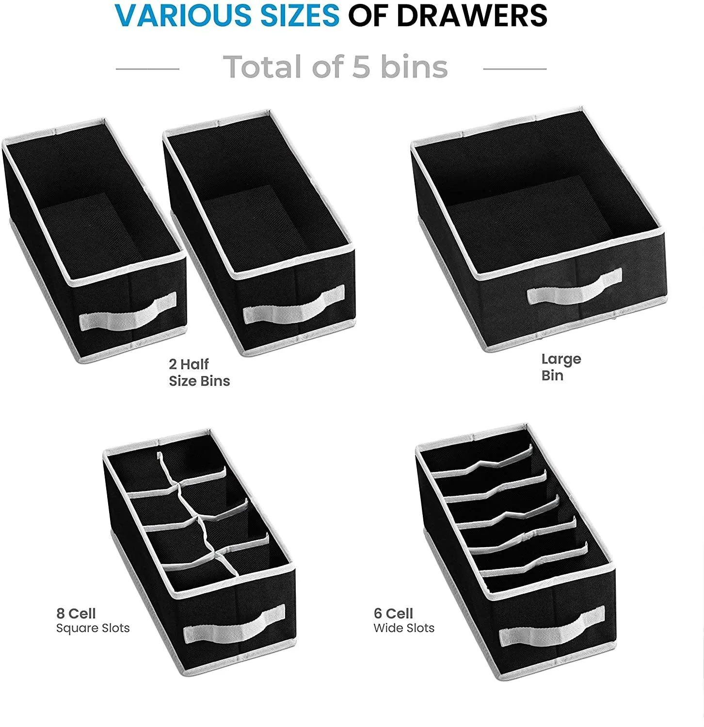 9 Shelf Hanging Closet Organizer with 5 Drawer Organizers (Black, 9 Shelf-1) - DOUBLE R BAGS