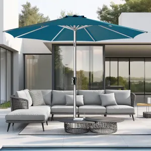 9ft Outdoor Patio Umbrella - Market Table Aluminum Umbrella, 5-Year Fade Resistant - UPF50  UV Protection with Push Button Tilt, Crank for Pool Deck and Garden (Peacock Blue)